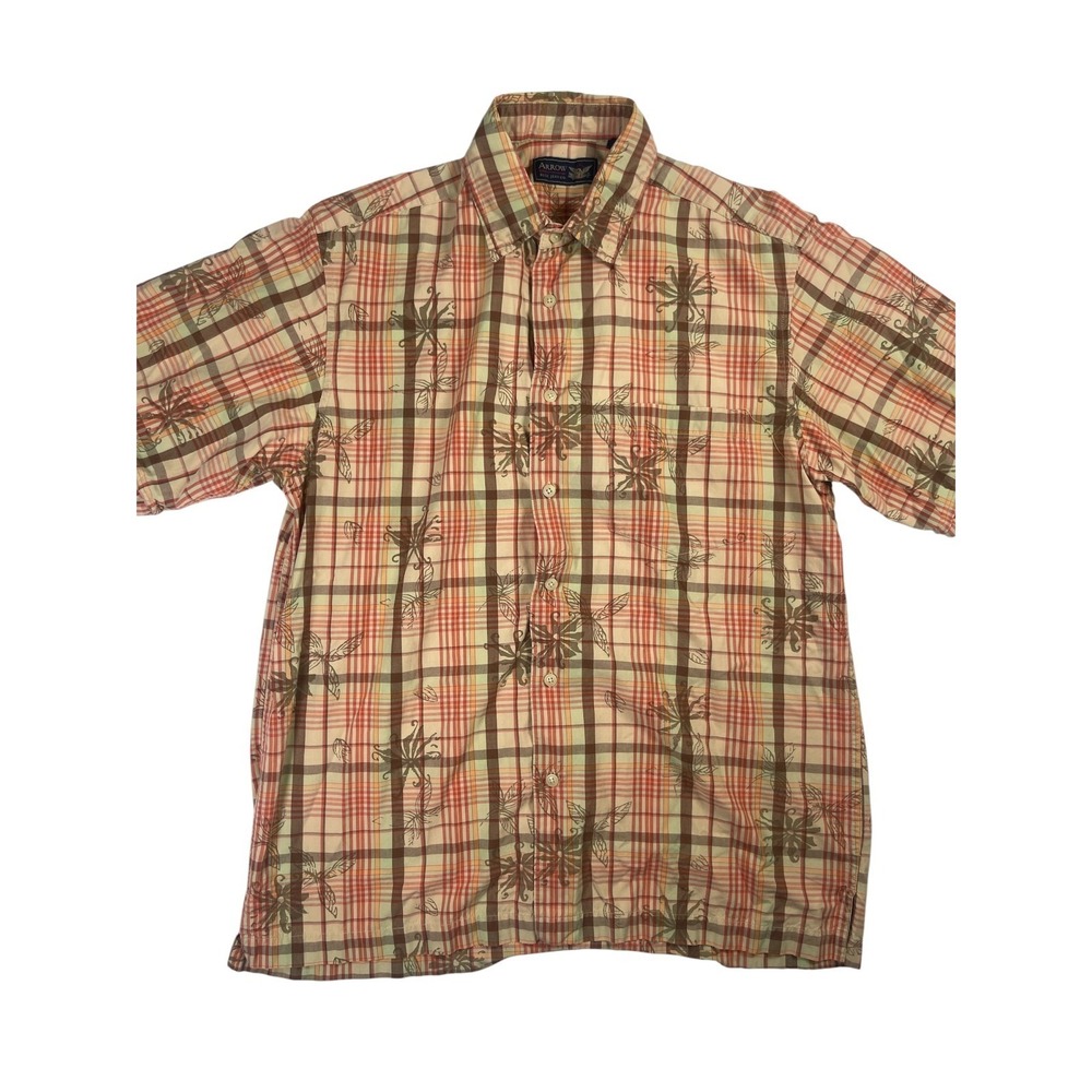 Arrow Blue Jean Co. Button Down Shirt Men's Medium Short Sleeve Plaid Floral